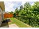 The backyard offers a lush green space bordered by a wood and metal fence at 679 Cape Fear St, Fort Mill, SC 29715