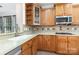 Beautiful kitchen with stainless appliances, granite countertops and backsplash, and updated fixtures at 9429 Ridgeforest Dr, Charlotte, NC 28277