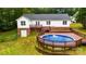 Inviting backyard features an above ground pool with deck, perfect for outdoor entertaining and relaxation at 1377 Beagle Run, Salisbury, NC 28146