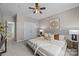 Comfortable main bedroom featuring a cozy bed, neutral decor, and ample closet space at 1556 Walnut View Dr, Charlotte, NC 28208