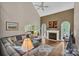 Spacious living room featuring a vaulted ceiling, fireplace, and elegant hardwood floors at 2030 Fasana Rd, York, SC 29745