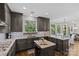 Modern kitchen featuring granite countertops, stainless steel appliances, and stylish gray cabinetry at 224 Wendover Heights Cir, Charlotte, NC 28211