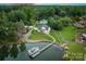 Expansive waterfront property featuring a well-maintained lawn and private dock at 2593 Las Brisas Ln, Denver, NC 28037
