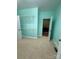 Closet with metal shelving and carpet floors. Doorway to additional storage at 28835 Hartsell Rd, Albemarle, NC 28001