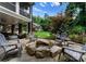 Backyard patio with a stone fire pit and outdoor seating at 2941 Forest Park Dr, Charlotte, NC 28209