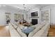 View of the bright living room with fireplace, comfortable seating, and access to the outdoor patio at 2941 Forest Park Dr, Charlotte, NC 28209