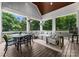 Screened-in porch with vaulted ceilings, outdoor furniture, and wooded views at 2941 Forest Park Dr, Charlotte, NC 28209