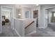 Upstairs hallway features carpet, natural lighting and entryways into the bedrooms, bathrooms, and laundry at 4117 Sunset Ridge Dr, Rock Hill, SC 29732
