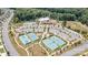 Aerial shot of the community's tennis courts, clubhouse, and pool, highlighting the recreational amenities at 5002 Samoa Ridge Dr, Lancaster, SC 29270