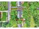 Aerial view of a home showcasing its backyard, mature trees, and surrounding neighborhood at 7050 Knightswood Dr, Charlotte, NC 28226