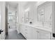 Bright bathroom with dual sinks, quartz countertop, and hexagon tile flooring at 790 Herrons Ferry Rd, Rock Hill, SC 29730