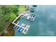 An aerial view of the community dock with multiple boat slips in a tranquil body of water at 8259 Camelia Ln, Denver, NC 28037