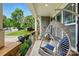 Cozy front porch featuring hanging swing chairs and decorative flower boxes at 9511 Spurwig Ct, Charlotte, NC 28278