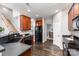 Practical kitchen layout with sleek countertops, modern appliances, and easy access to the staircase and dining area at 10198 Tintinhull Dr, Fort Mill, SC 29707
