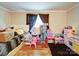 Bedroom featuring a play kitchen and wooden floors, perfect for a creative space at 121 Patrick St, Gastonia, NC 28054