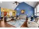 Spacious living room with vaulted ceiling, hardwood floors, fireplace, and stylish furnishings, perfect for relaxation and entertaining at 1369 Timberlane Ter, Mooresville, NC 28115