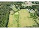 An aerial view of the property highlights a large lot, a serene pond, and lush surroundings at 24008 Carriker Rd, Albemarle, NC 28001
