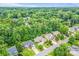Aerial view of homes in a wooded neighborhood, showcasing their placement, privacy, and location at 305 River Birch Cir, Mooresville, NC 28115