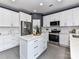 Kitchen with white cabinets, stainless steel appliances, tile backsplash, and central island at 8608 Talbert Paige Ct, Charlotte, NC 28277