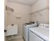 Functional laundry room with sink, shelving, washer, and dryer at 8608 Talbert Paige Ct, Charlotte, NC 28277