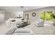 Bright living room with white furniture, open layout, and large windows overlooking the backyard at 11139 Tradition View Dr, Charlotte, NC 28269
