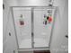Shower with glass doors and a functional organizer shelf at 2013 Eastway Dr, Dallas, NC 28034