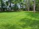 A large, green backyard featuring mature trees and a lush, trimmed lawn at 2777 Old South Nw Ct, Concord, NC 28027