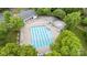 Birds eye view of a community pool, showing a lap pool, pool, and lounging area at 3236 Wicklow Ln, Clover, SC 29710