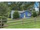 Quaint blue single story house with a wooden fence and well-maintained lawn at 407 Cherry St, Belmont, NC 28012