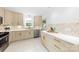 Modern kitchen featuring updated appliances, countertops, tile backsplash, and ample storage at 4913 Seacroft Rd, Charlotte, NC 28210