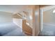 Upper-level landing showcasing the architectural details, carpeted floors, and natural light at 5436 Scarlet Sage Dr, Charlotte, NC 28215
