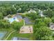Aerial view of community featuring pool, playground, and parking at 8906 Pickering Grove Ln, Charlotte, NC 28216