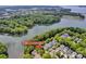 Aerial view of neighborhood homes near the lake on Edgewater Park St at 104 Edgewater Park St, Davidson, NC 28036