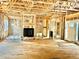 Spacious living room with wood framing and a fireplace, ready for customization and finishing touches at 1143 Journey Ln, Salisbury, NC 28146