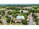 Aerial view highlighting the community's amenities including a clubhouse, pool, and well-maintained grounds at 11911 Ridgeway Park Dr, Charlotte, NC 28277