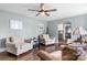 Cozy living room with hardwood floors and ceiling fan at 1266 18Th Ne St, Hickory, NC 28601