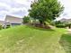 Large backyard with lush green grass, mature trees and plants providing shade and privacy at 200 Sweet Briar Dr, Fort Mill, SC 29707