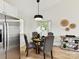 Cozy dining area featuring a modern light fixture and views of the yard at 2017 Brewton Dr, Charlotte, NC 28206