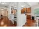 Well-designed kitchen with bar seating, wood cabinets, and modern lighting, perfect for entertaining at 3106 Crosswind Dr, Fort Mill, SC 29707