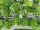 An aerial view shows a tree-lined property with houses along a street at 3327 Archdale Dr, Charlotte, NC 28210