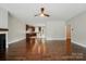 Hardwood floors throughout this open floorplan, connecting the kitchen to the large living space at 6618 Alexander Rd, Charlotte, NC 28270