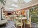 Cozy living room with brick accent wall, skylights, and comfortable seating at 828 Colville Rd, Charlotte, NC 28207