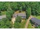 Aerial view of home showcasing the lush green surroundings, well-manicured lawn, and ample parking at 9423 Wood Ridge Dr, Charlotte, NC 28277