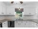 Modern kitchen with white cabinetry, granite countertops, stainless steel appliances, and window with natural light at 9423 Wood Ridge Dr, Charlotte, NC 28277