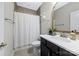 Bathroom features a shower, vanity, a towel bar and a decorative deer head at 1712 Askern Ct, Waxhaw, NC 28173