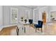 Charming home office featuring natural light, hardwood floors, and stylish blue chairs at 1806 Asbury Hall Ct, Charlotte, NC 28209
