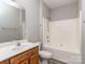 Bathroom featuring a single sink vanity and tub shower at 2169 Belle Vernon Ave, Charlotte, NC 28210