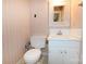 Small bathroom features a single vanity and a toilet at 2625 Glenn St, Newton, NC 28658