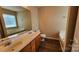 This primary bathroom offers a double sink vanity and soaking tub with natural light from a window at 3208 Barons Court Rd, Charlotte, NC 28213