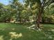 Spacious backyard featuring mature trees and lush greenery, offering a serene outdoor setting at 322 Peachtree St, Albemarle, NC 28001